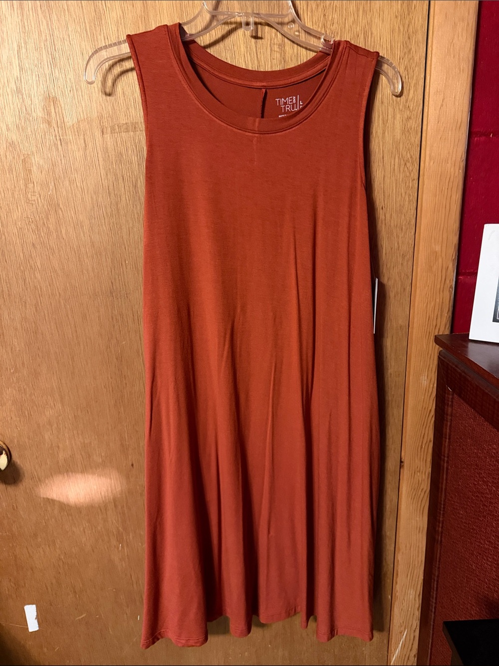 Time & Tru Rust Sleeveless Swing Dress